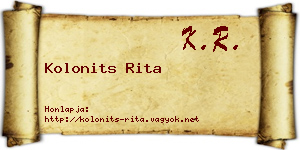 Kolonits Rita névjegykártya