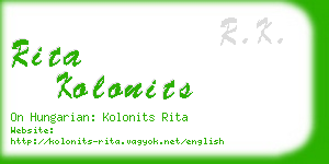 rita kolonits business card